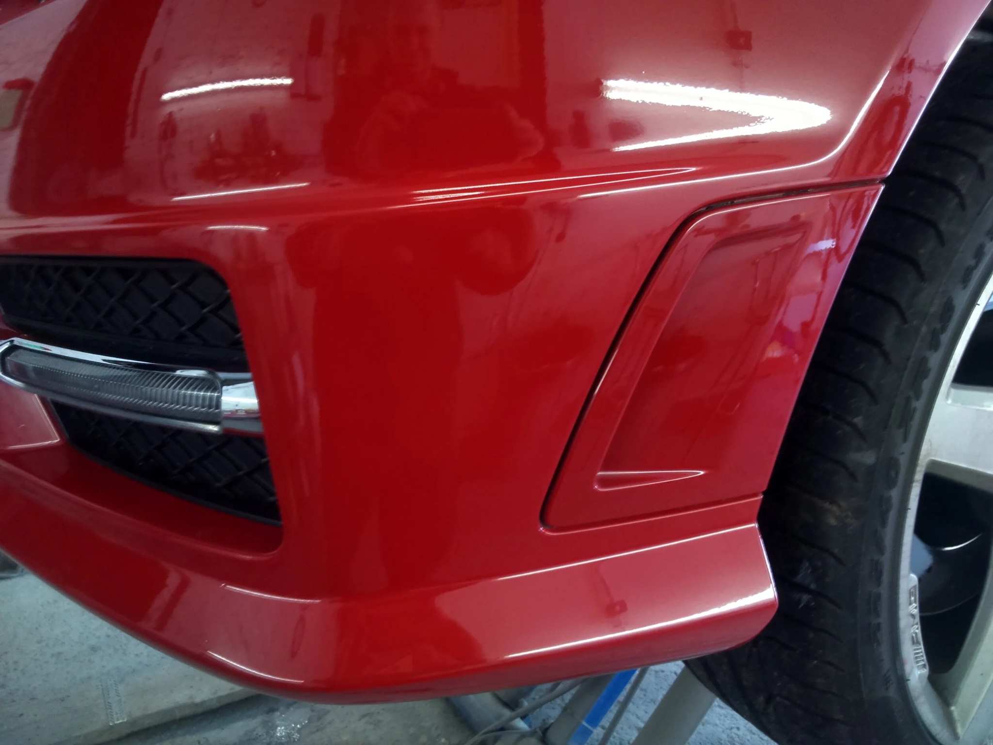 Red bumper after repair